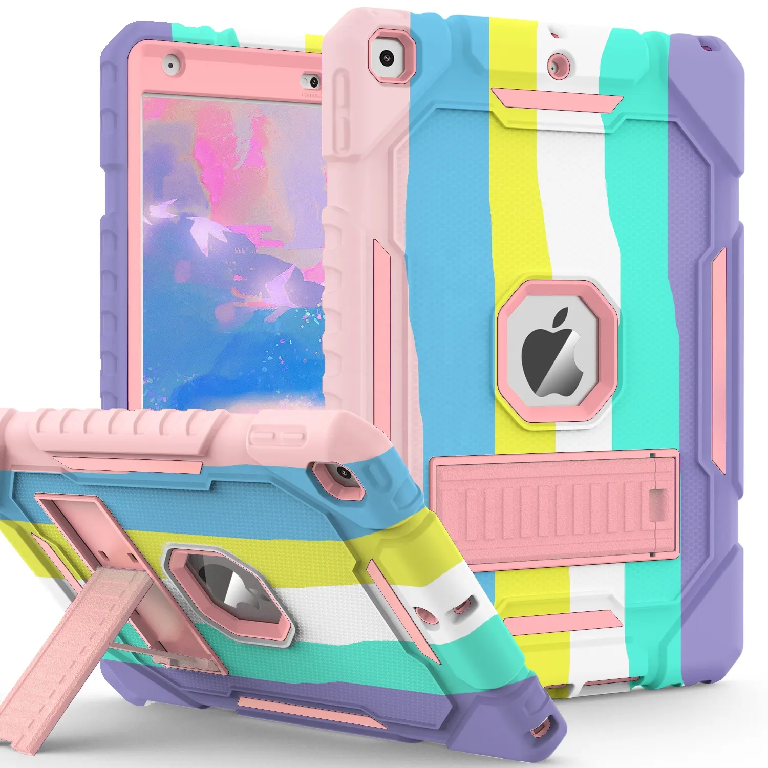 Armure de résistance aux chocs adaptée aux enfants support robuste coque de tablette scolaire pour iPad 9th 10.2 pouces 2021 couverture pour les filles