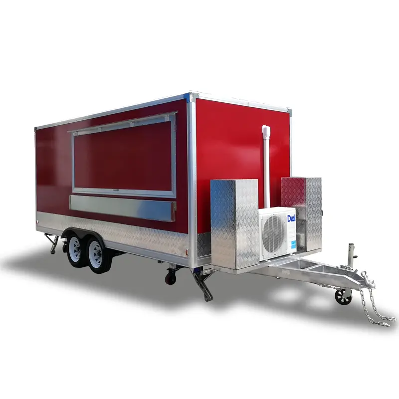 Yowon caminhão de alimentos 4.8m, equipado com gridle e fritadeira a gás funciona, reboque rápido para comida, com geladeira, carrinho de cachorro quente