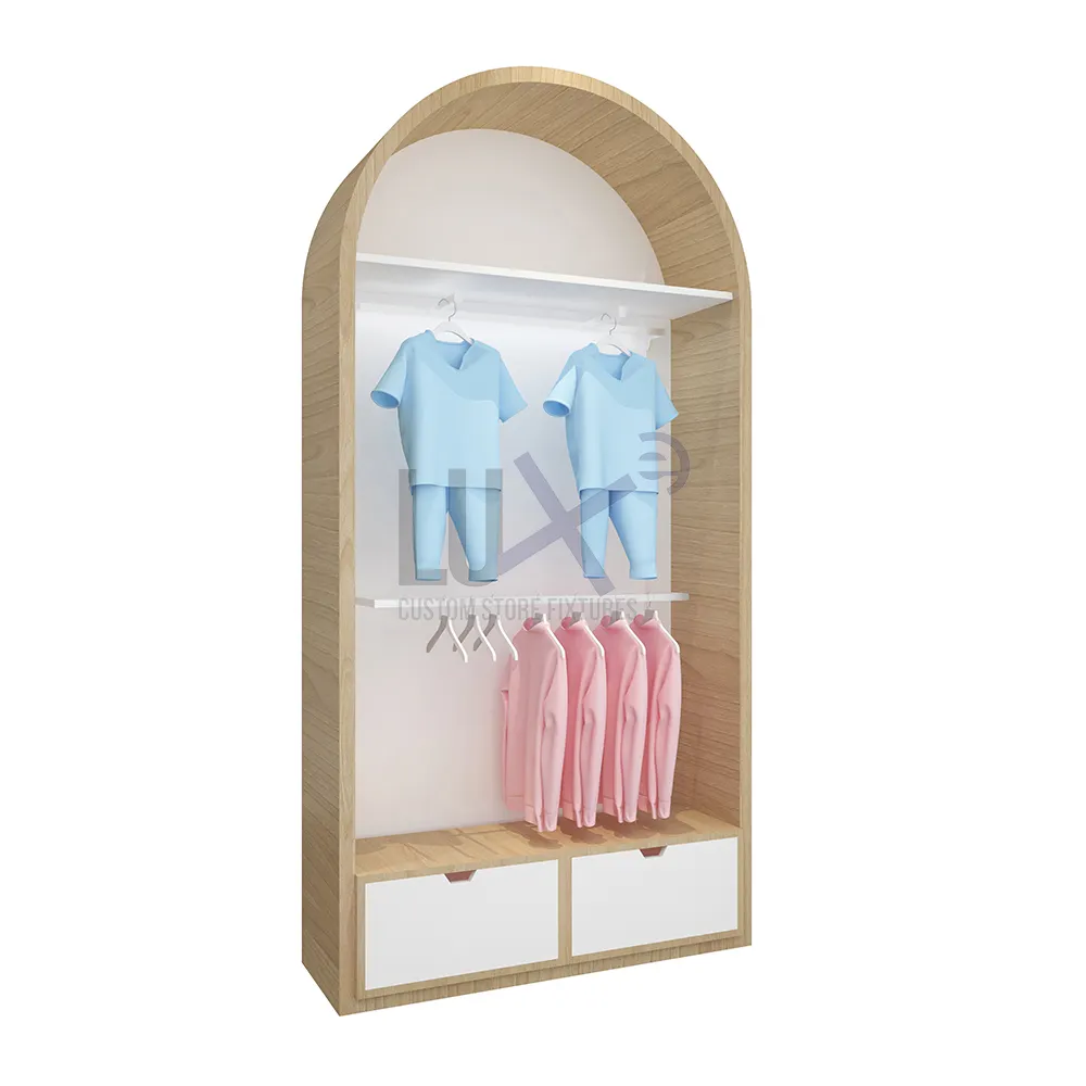 Lux expositor de roupas infantil personalizado, fantasia, estilo moderno, design da loja de roupas para crianças