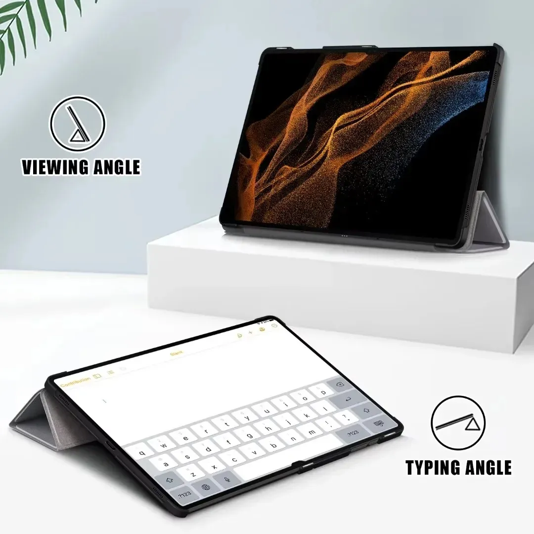 Casing kulit Tablet lipat tiga, casing kulit Tablet lipat tiga untuk Samsung Tab S9 11 X710 X716B X718U, casing tidur otomatis