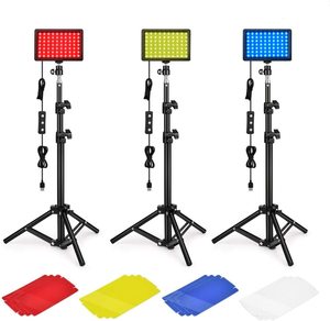 Led Video aydınlatma kiti dim 5600K USB 70 LED Video işığı ile Mini ayarlanabilir Tripod standı ve renk filtreleri masa üst - Product Image 1