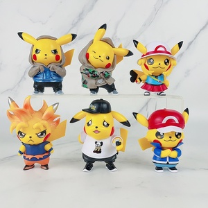 6ピース/セット10cm PVCピカチューコスプレ超サイヤ人アクションフィギュアエルフポケモンアクションフィギュアデコレーション用