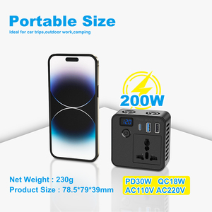 200瓦汽车交流电源逆变器Dc 12v至220V车载转换器usb-c Pd Usb Qc3.0快速充电端口汽车充电器适配器 - Product Image 2