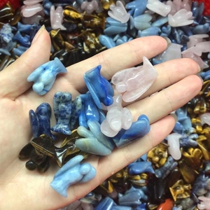 卸売1.5 2インチ天然黒曜石天使彫刻クリスタル宝石ブロック彫刻装飾ギフト洞窟技術 - Product Image 1