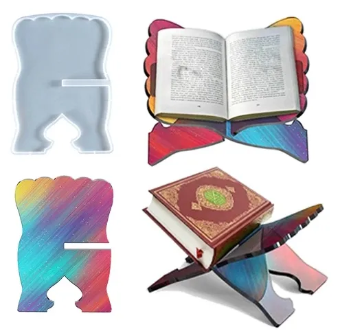 Soporte de resina epoxi para libros, molde plegable de silicona para libros bíblicos, decoración de escritorio, organizador de identificación islámica, pantalla de lectura y oración