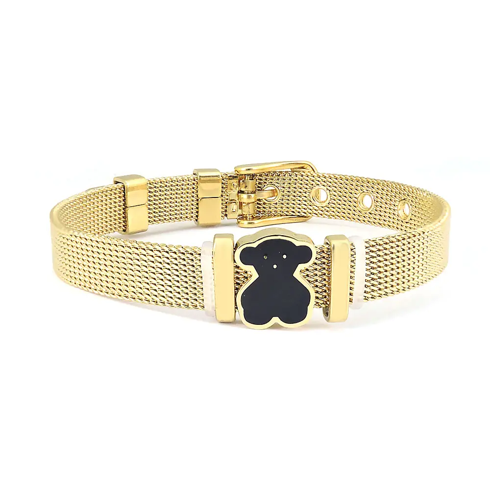 Pulsera de malla con abalorios de oso de acero inoxidable, alta calidad, proveedores de joyería