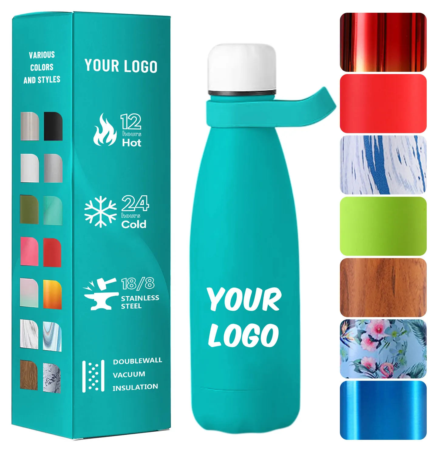 زجاجة مياه بألوان متغيرة بشعار مخصص زجاجة مياه تشيلو جارية