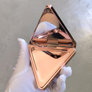 70mm Triangular Shape Blush Eye Shadow Cosmetic Powder <strong>Compact</strong> Packaging Single Layer Shiny Rose Gold Empty Case With Mirror - Product Image 4
