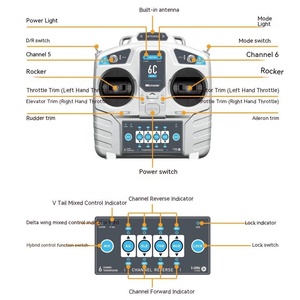 MicroZone MC6C Mini V2 <strong>2</strong>.4G 6CH <strong>Controller</strong> Transmitter <strong>with</strong> Receiver Radio System for RC Airplane <strong>Drone</strong> Multirotor Helicopter - Product Image 6