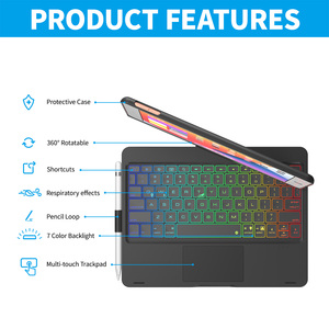 Funda para iPad de 9ª generación con teclado Multi Touch Trackpad 7 colores retroiluminación 360 giratoria para iPad 8th 7th Air 3 Pro 10,5 - Product Image 4