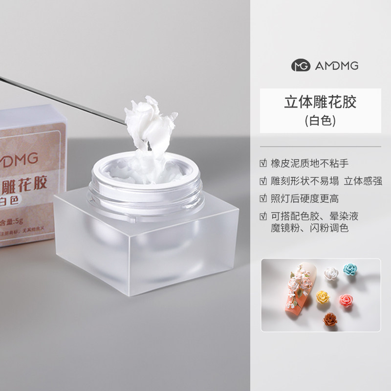 Colle à fleurs sculptées en trois dimensions-blanc-5g