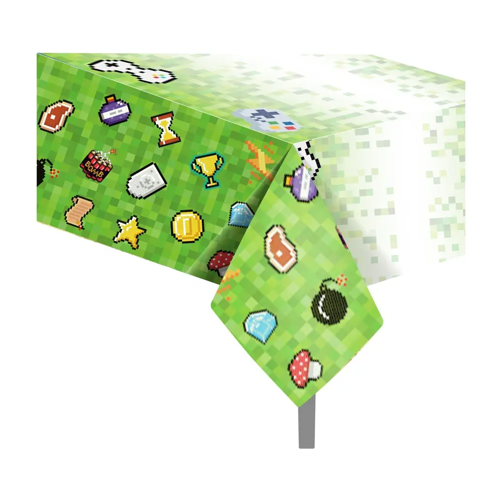 Huancai-Mantel desechable de plástico para mesa de fiesta, suministros para fiesta de cumpleaños y videojuego, 130x220cm