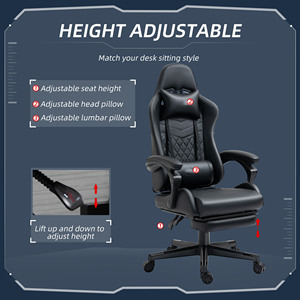 Ca anji giá rẻ tốt nhất Ngân Sách Faux Leather Xoay Gamer Recliner massage nhiệt Racing PC video chơi game ghế cho văn phòng nhà, màu đen - Product Image 5