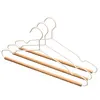 LEEKING Household laundry with wooden strip hanger saves space wholesale wire anti-slip hanger