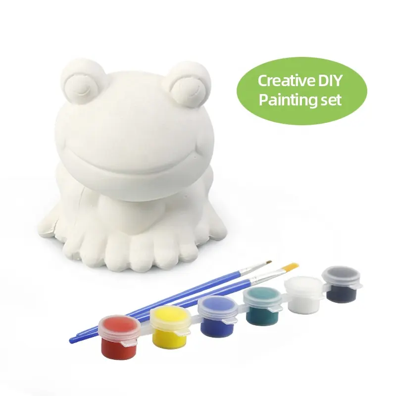 Großhandel kreatives DIY-Mälde-Set mattiertes glasiertes Ton-Froschschnitt-Tier-Lernspielzeug für Kinder Zeichnupapier-Geschenk-Set