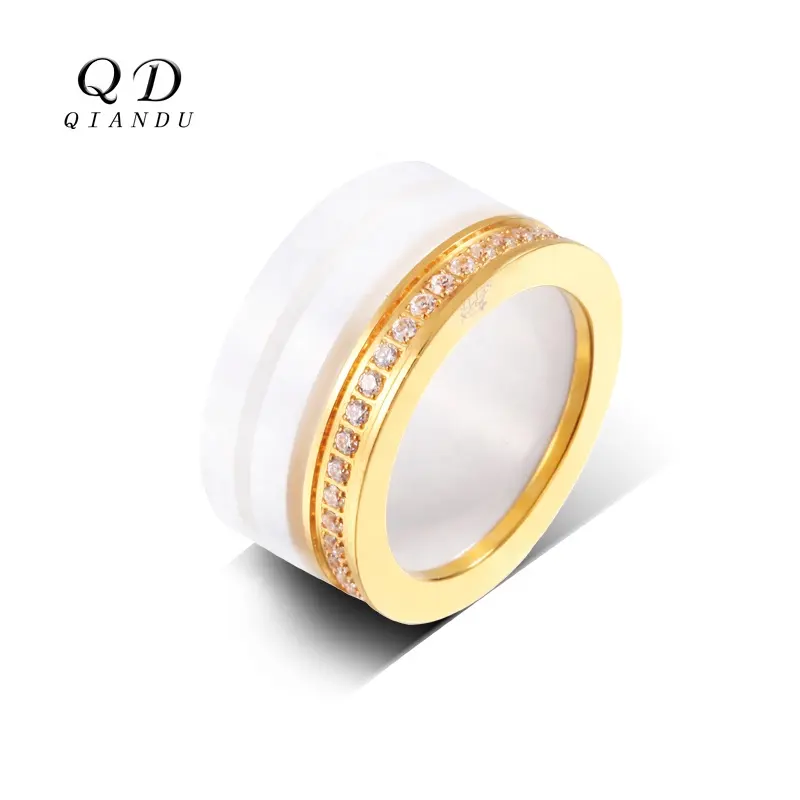 Anillo DE BODA chapado en oro de 18 quilates de San Valentín 2023 para hombre, anillo de banda de eternidad, joyería de acero inoxidable de cerámica reforzada