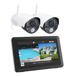 Sistema de cámara de seguridad inalámbrica 1080p HD Monitor actualizado visión nocturna detección de movimiento datos de tarjeta SD para oficina en casa - Product Image 1