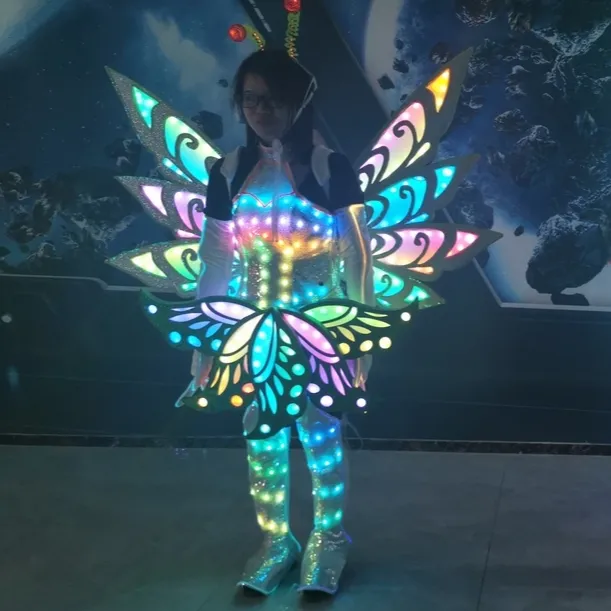 Disfraz de alas de hada de mariposa para mujer y niña, ropa luminosa en la oscuridad, recién llegados, ropa con luces Led