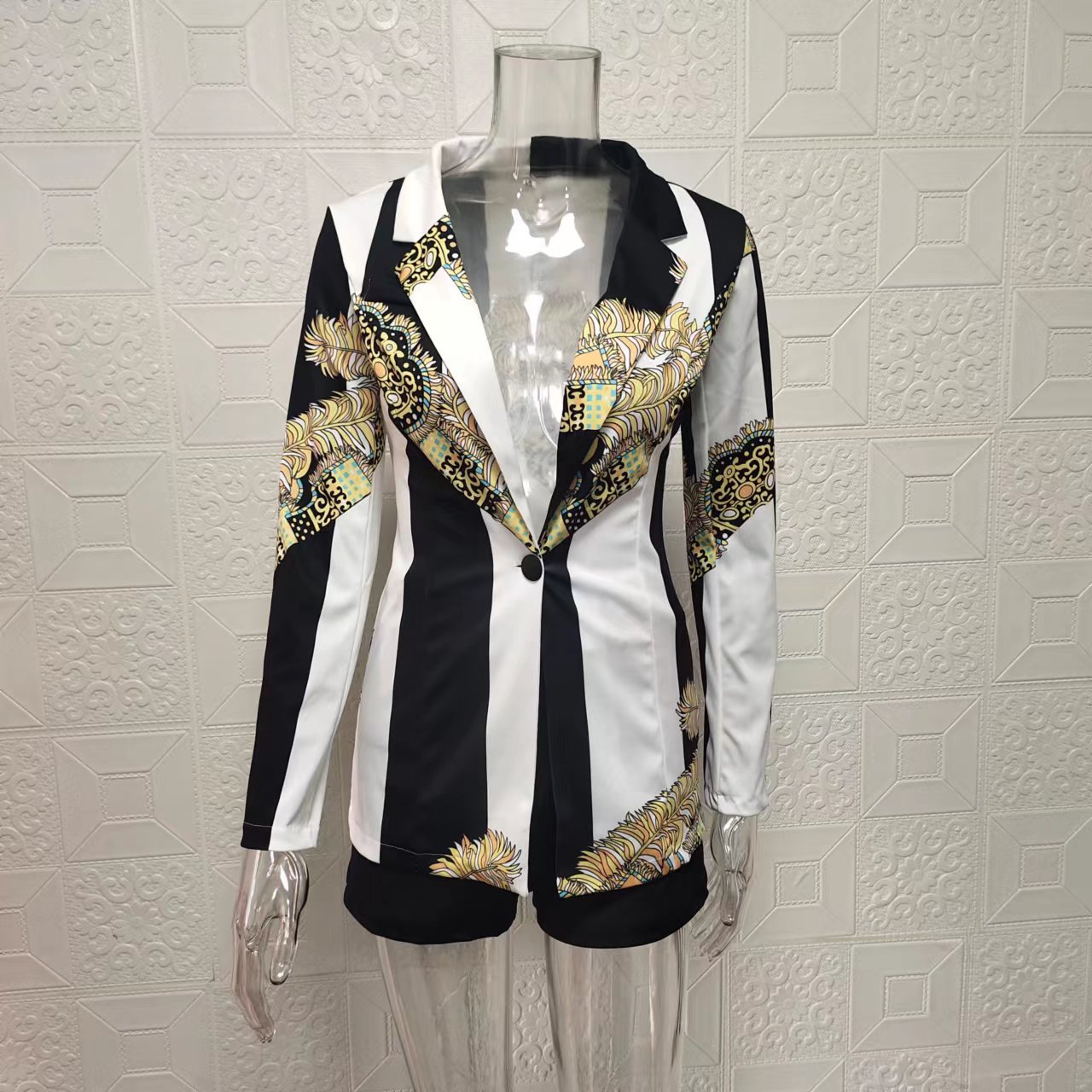 Autumn and Winter European and American Women's Clothes Slim Fitting Short Pants Two-piece Suit