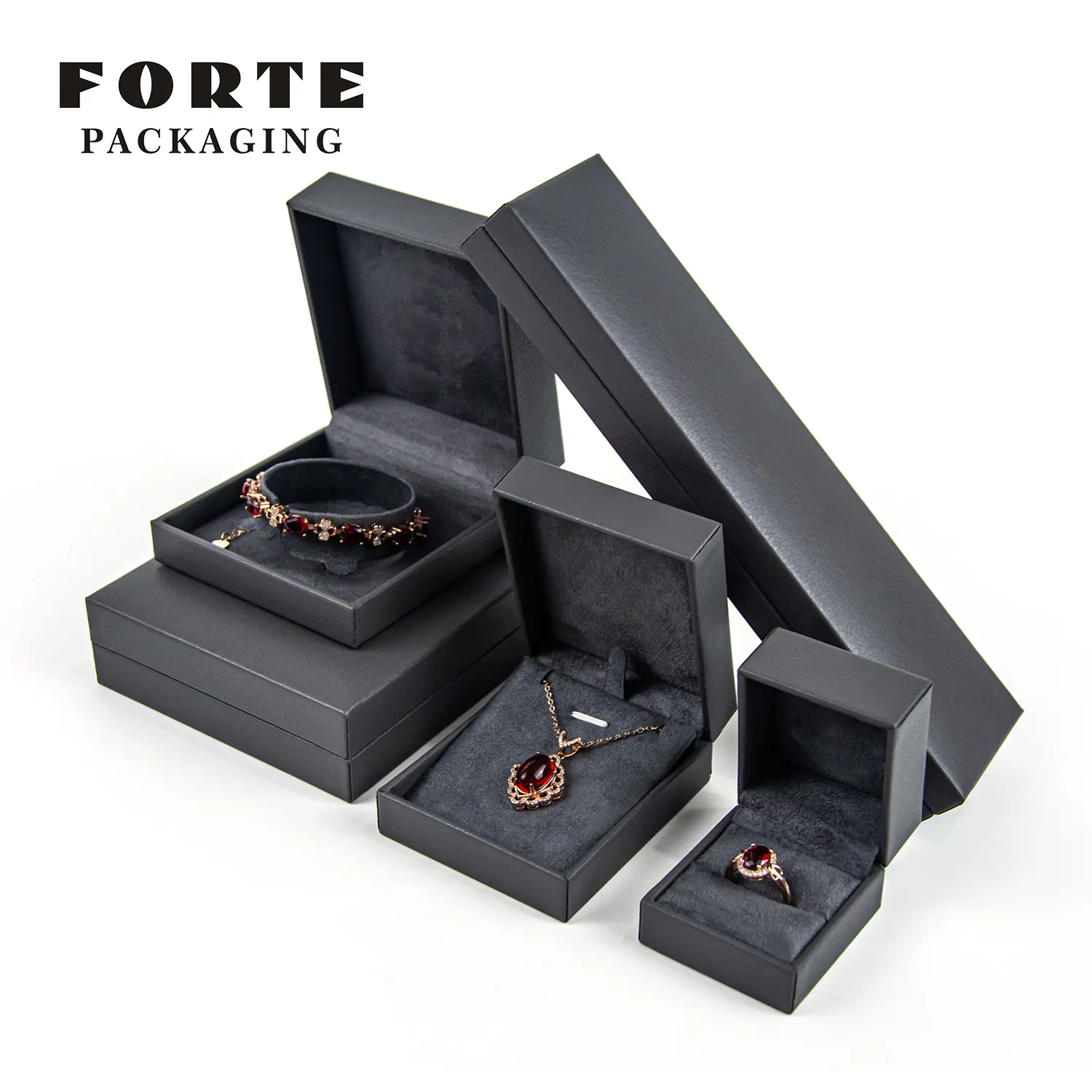 FORTE Großhandel Papier Halskette Geschenk box Gedruckte benutzer definierte Papier Pappe Schmuck Verpackung Schmuck Ring Box