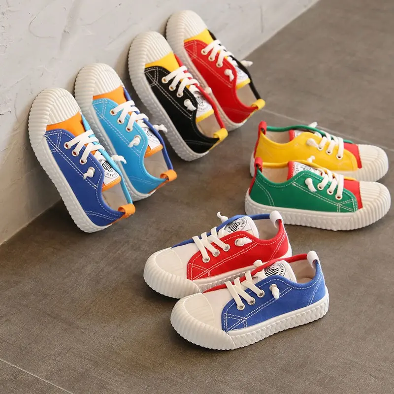 Chaussures de Toile Pour enfants 2020 Printemps Eté Couleur Élastique Assortie Bas-haut Garçons et Filles Bébé Fond Mou Décontracté enfants Baskets