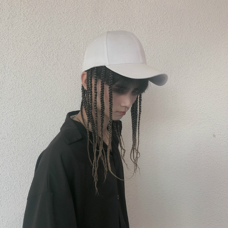 Style chapeau blanc-tresse marron clair-35cm