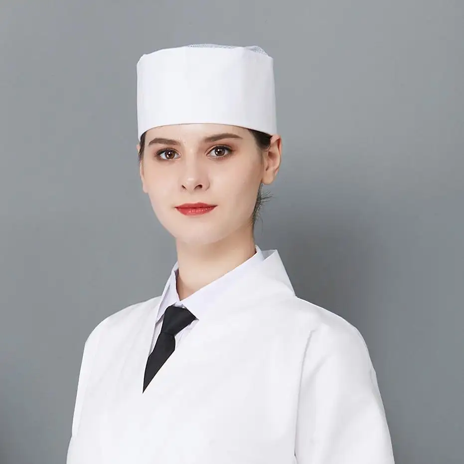 Style japonais bonne qualité logo personnalisé respirant designer casquettes de chef adulte tablier et chapeau de chef ensemble