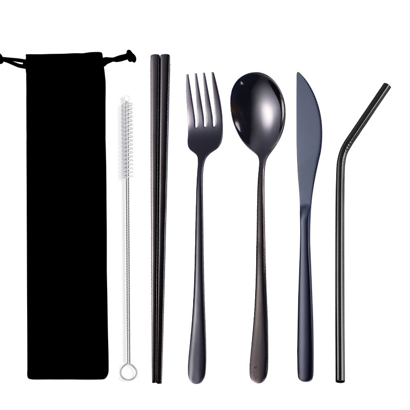 Juego de cinco piezas de bolso negro-Negro