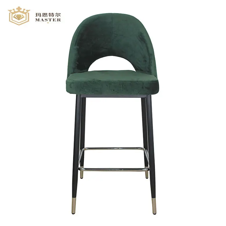 modern luxury velvet upholstered stainless steel high bar chair bar stools adjustable swivel height