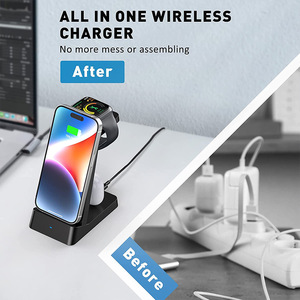 18W 3 in 1 kablosuz şarj standı masası tipi C şarj istasyonu iPhone 16 15 14 13 için Apple izle 6 9 ve Airpods 3 2 - Product Image 5