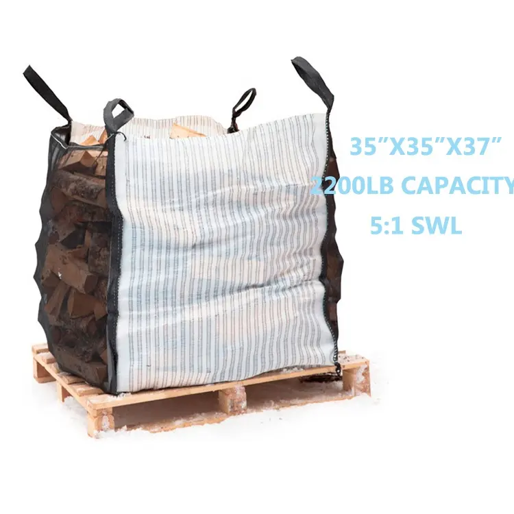 1ton kantong plastik kayu bakar luar ruangan jaring berventilasi tas penyimpanan bull kemasan tas kayu bakar sayuran