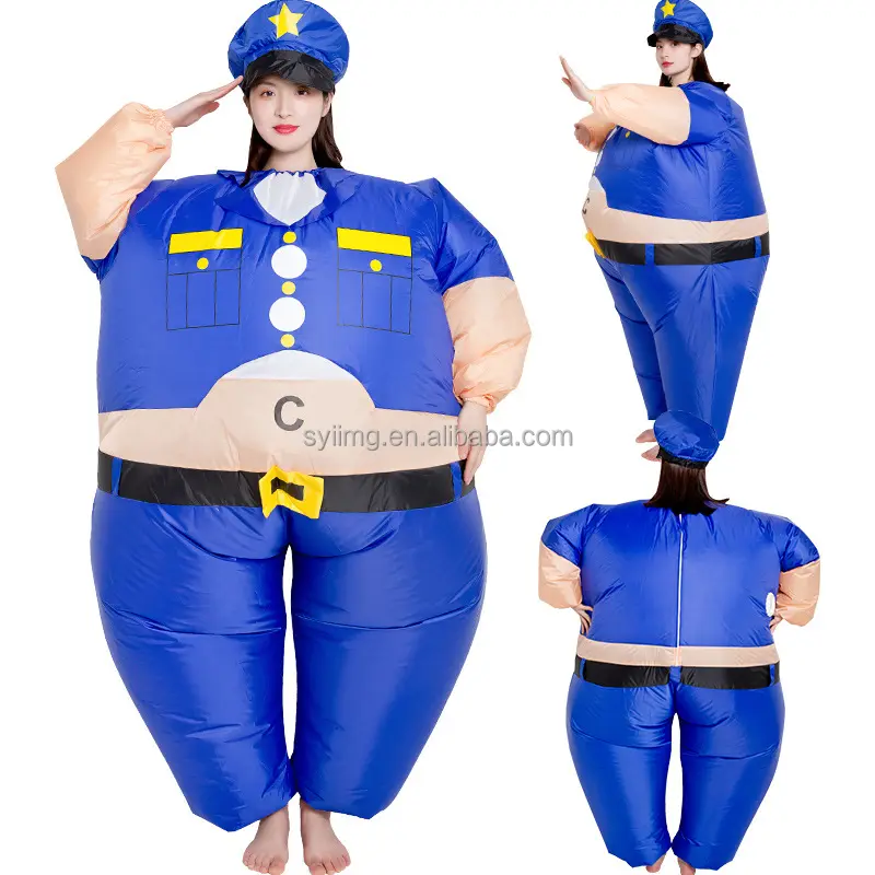 Politie Opblaasbaar Kostuum Vet Vakantiefeest Gigant Opblaasbaar Kostuum Halloween Kostuums Vet Cosplay Uniform Opblazen Pak