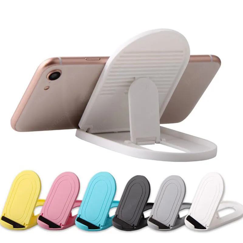 Gift logo printing cell phone holder desktop folding portable cell phone stand lazy oval tablet small holder wholesale