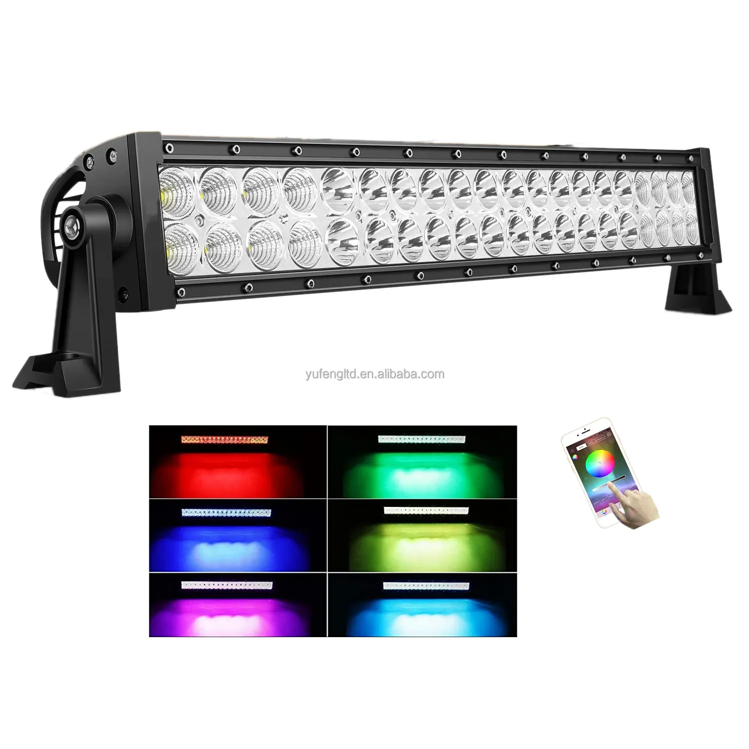 Toit de voiture à deux rangées RGBW chase 240W, barres lumineuses à Led hors route avec harnais pour JEEP ATV pick-up avec garantie à vie