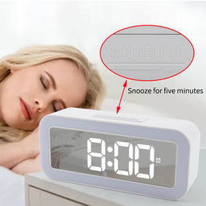 LED Mirror Alarm Clock Display <strong>Time</strong> with Night <strong>Light</strong> and Snooze Function Two USB Ports Table Digital Clock for Bedroom - Product Image 2