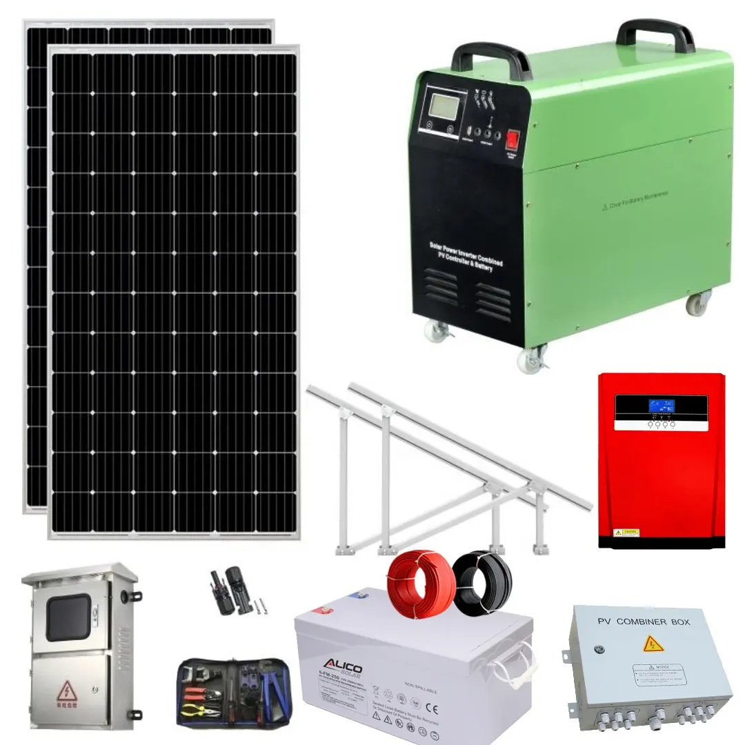 Sistemas solares fuera de la red 10 kw Inversor de panel solar para el hogar Sistema de energía solar de montaje con costo de batería para el hogar