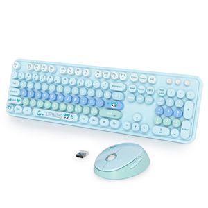 紫かわいい人間工学に基づいたキーボードとマウスワイヤレスレトロタイプライターキーボード2.4GHzフルサイズキーボードWindows PC用 - Product Image 6