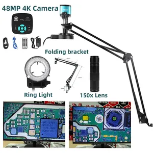 48MP4K電子デジタル顕微鏡カメラ150XレンズフレキシブルブラケットスマートフォンPCB検査ツールリングライト - Product Image 3