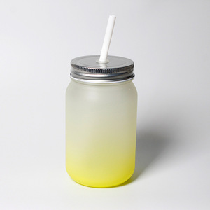 昇華印刷カラーボトムグラデーションカラーガラスMason JarカップガラスMasonコーヒーマグストローと金属ふた付き - Product Image 6