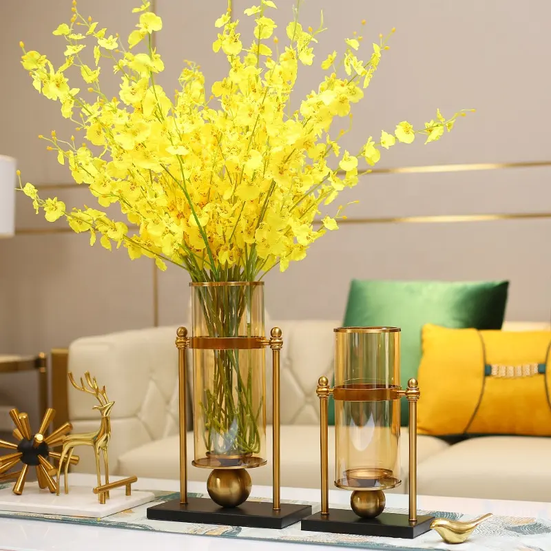 Europeu Modern Luxury Home Decoração Acessórios Flower Vase Candle Holder Para Sala Console Do Quarto