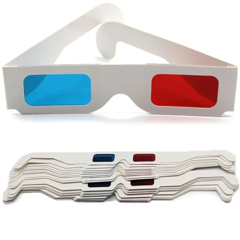 Promosyon hediyeler kırmızı mavi 3D kağıt gözlük