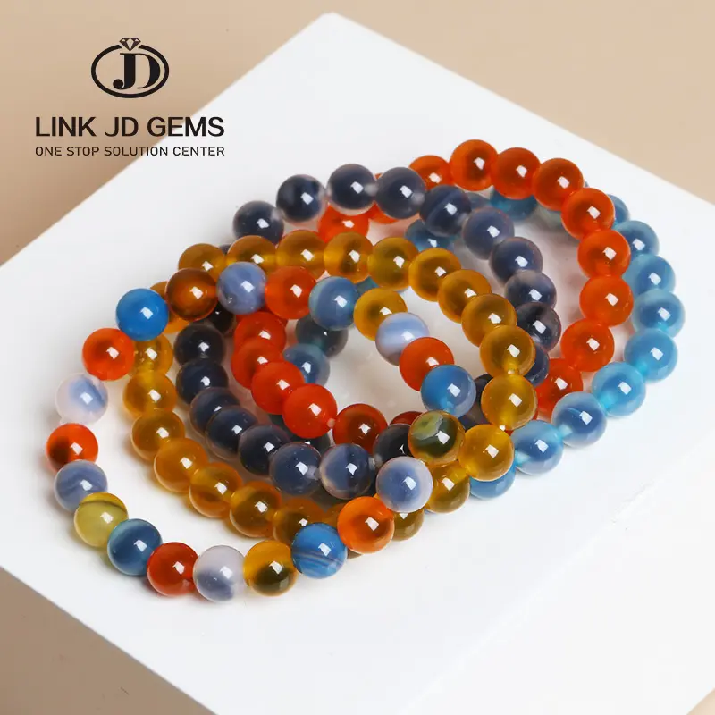LINK JD GEMS-pulsera de ágata con forma de corazón, brazalete de ágata, varios colores