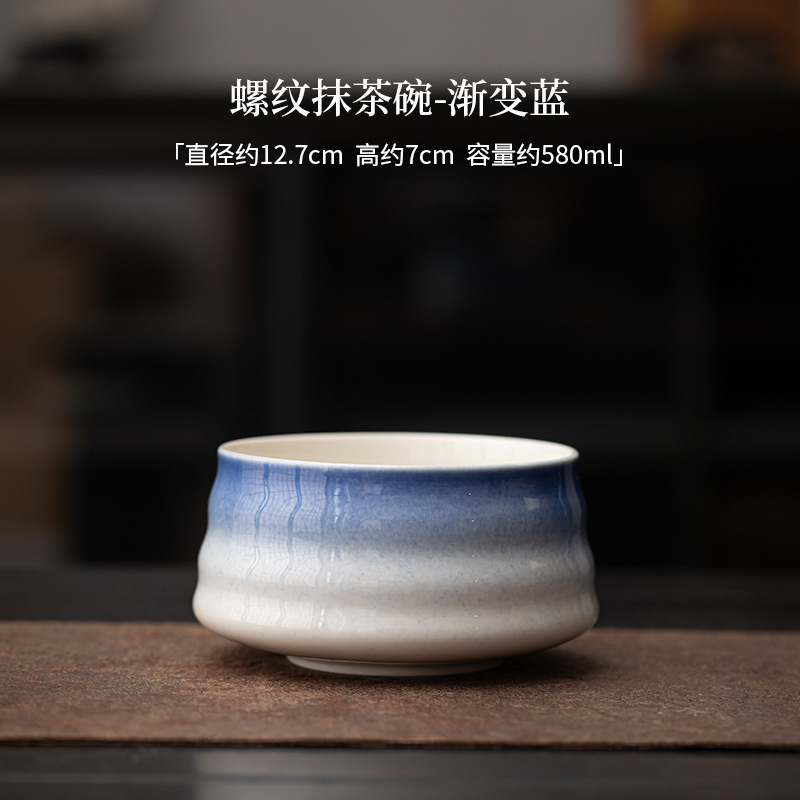 Threaded matcha bowl-gradient blue