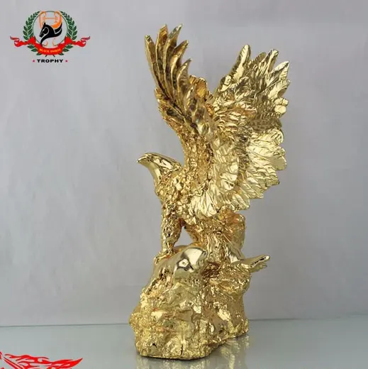 Customized Gold Resin Eagle Statue Trophy Golden Eagle Sculptures Decoration