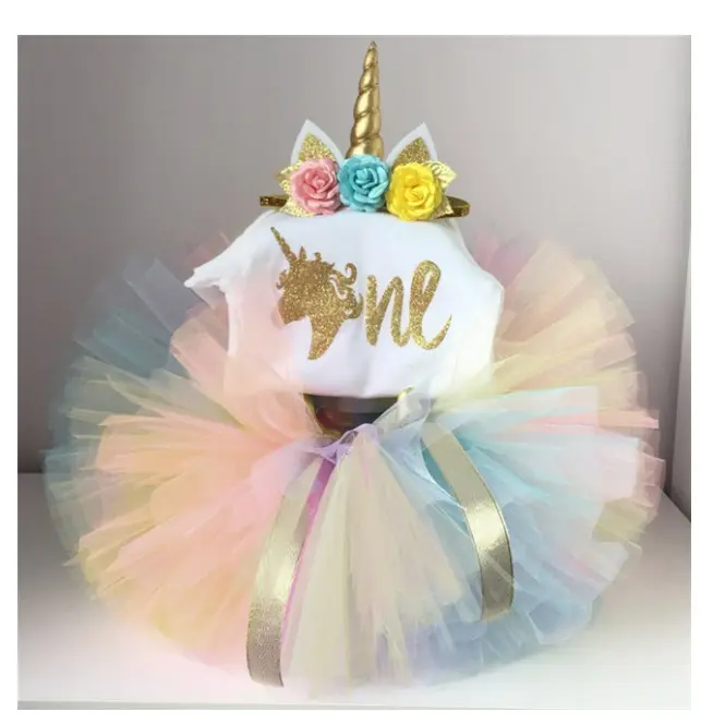 Robe licorne de baptême pour bébé fille, tenue de princesse à motif de licorne pour un an, idéal pour un premier anniversaire, nouvelle collection