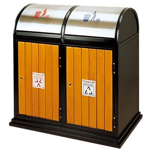 Outdoor Garbage <strong>Bin</strong> Trash <strong>Can</strong> Steel Recycle <strong>Bin</strong> Recycle <strong>Bin</strong> Household Storage Bucket Stainless Steel Metal,stainless Steel - Product Image 1