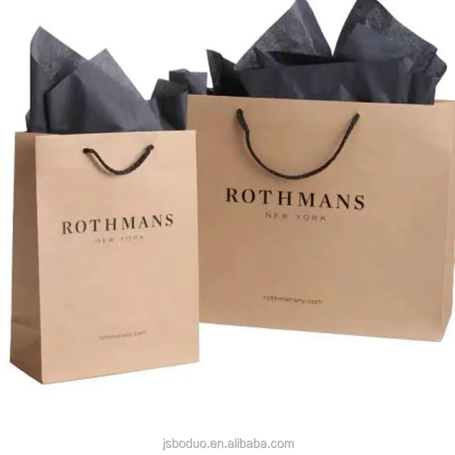Wholesale Paper Shopping Bags Customized Plain Brown Kraft Paper Bag For Shopping
