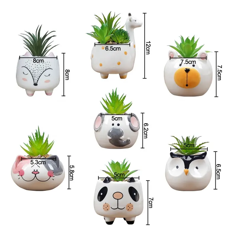 Indoor Hot Sale Tierform billig Mini glasierte Desktop Keramik Sukkulenten Pflanzer Blumentopf