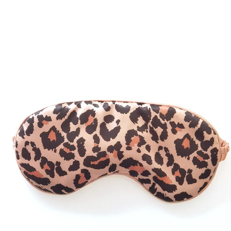 Mascarilla de lujo con estampado de leopardo para dormir, cubierta de satén para los ojos, para viajes, siesta, meditación, para regalo