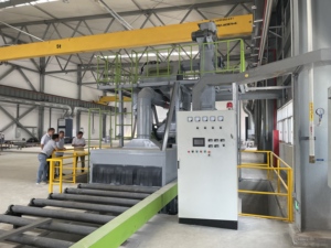 H kiriş çelik için yüksek verimli % makaralı konveyör geçiş tipi tekerlek Blaster | Elektrik ve yakıt motoru | Shot püskürtmeli temizleme makinesi - Product Image 3